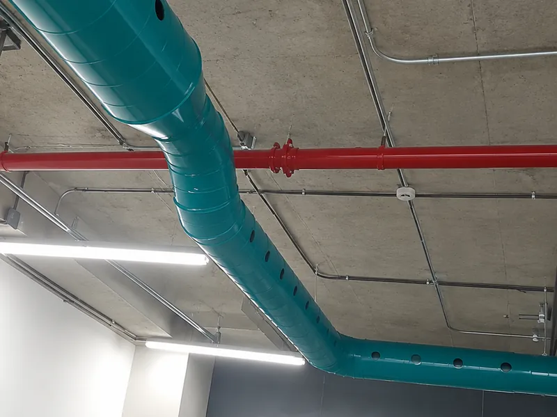 Ducto espiral con su fila de salidas de aire